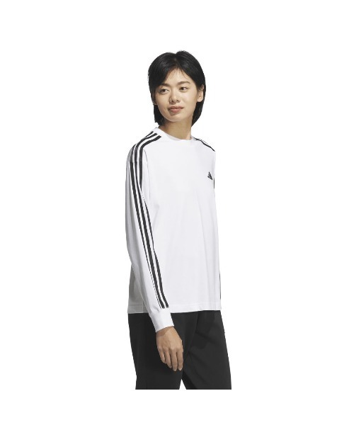 adidas(アディダス)の「アディダス adidas エッセンシャルズ プラス スリーストライプス 長袖Tシャツ(Tシャツ/カットソー・レディース・ホワイト・L/XL/S/M)」の4枚目の写真
