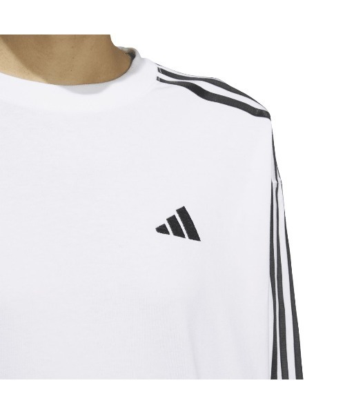 adidas(アディダス)の「アディダス adidas エッセンシャルズ プラス スリーストライプス 長袖Tシャツ(Tシャツ/カットソー・レディース・ホワイト・L/XL/S/M)」の6枚目の写真