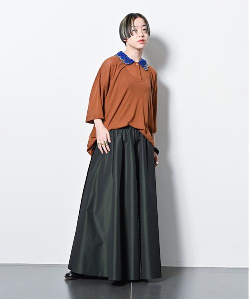 PONTI(ポンティ)の「PONTI Crochet Collar Shirt PO1Q018:シャツ(ニット/セーター・レディース・ブラウン・FREE)」の2枚目の写真