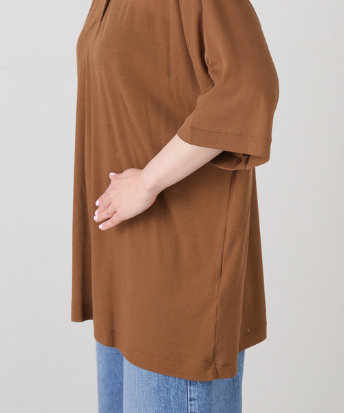 PONTI(ポンティ)の「PONTI Crochet Collar Shirt PO1Q018:シャツ(ニット/セーター・レディース・ブラウン・FREE)」の7枚目の写真