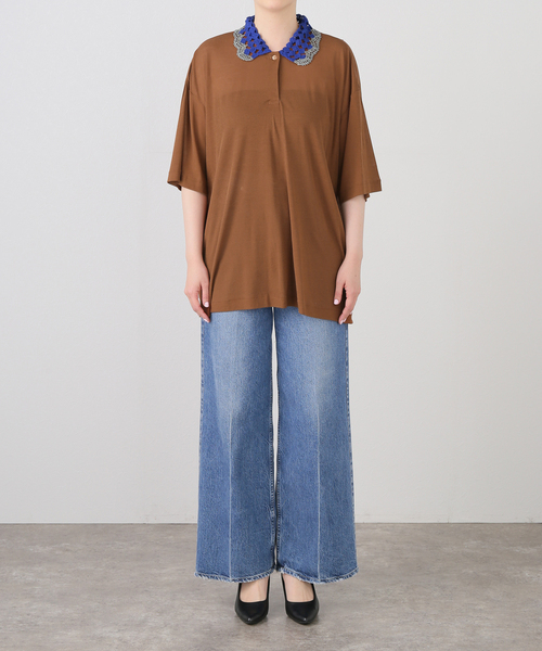 PONTI(ポンティ)の「PONTI Crochet Collar Shirt PO1Q018:シャツ(ニット/セーター・レディース・ブラウン・FREE)」の11枚目の写真