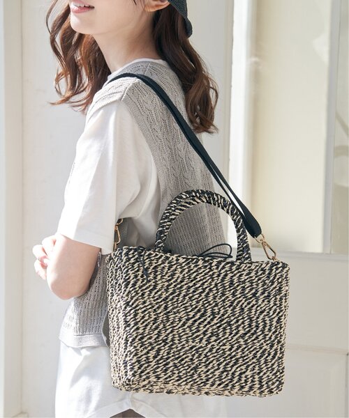 セール】雑材MIXスクエア2WAYトートバッグ（ショルダーバッグ）｜ikka