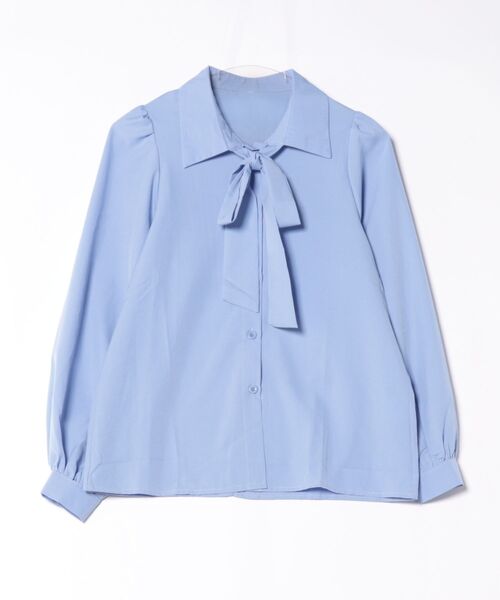 styiro(スタイロ)の「リボンボウタイブラウス オフィス服 ハレの日 セレモニー 七五三 卒入園・卒入学式(シャツ/ブラウス・レディース・ブルー/ホワイト/ピンク・FREE/L/M)」の5枚目の写真