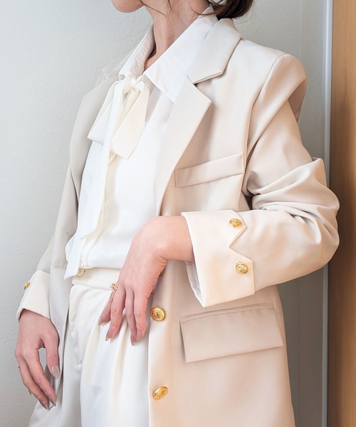 styiro(スタイロ)の「リボンボウタイブラウス オフィス服 ハレの日 セレモニー 七五三 卒入園・卒入学式(シャツ/ブラウス・レディース・ブルー/ホワイト/ピンク・FREE/L/M)」の11枚目の写真
