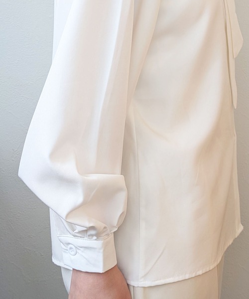 styiro(スタイロ)の「リボンボウタイブラウス オフィス服 ハレの日 セレモニー 七五三 卒入園・卒入学式(シャツ/ブラウス・レディース・ブルー/ホワイト/ピンク・FREE/L/M)」の19枚目の写真