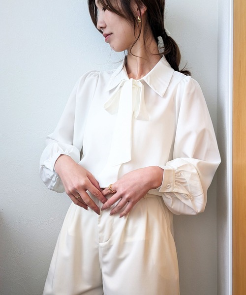 セール】リボンボウタイブラウス オフィス服 ハレの日 セール】リボンボウタイブラウス オフィス服 ハレの日
