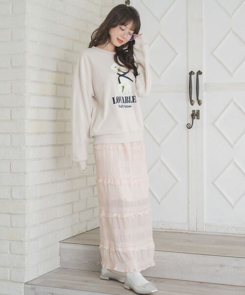 ems excite（エムズエキサイト）の「リボンdogトレーナー（Tシャツ/カットソー・レディース・ブルー/ナチュラル/チャコールグレー・FREE）」の7枚目の写真