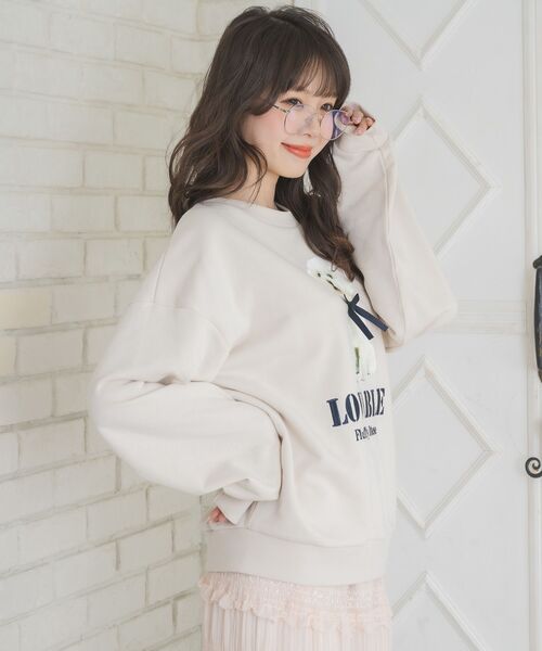 ems excite（エムズエキサイト）の「リボンdogトレーナー（Tシャツ/カットソー・レディース・ブルー/ナチュラル/チャコールグレー・FREE）」の10枚目の写真