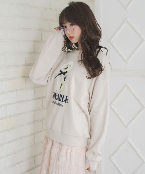ems excite（エムズエキサイト）の「リボンdogトレーナー（Tシャツ/カットソー・レディース・ブルー/ナチュラル/チャコールグレー・FREE）」の11枚目の写真