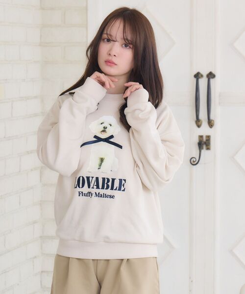 ems excite（エムズエキサイト）の「リボンdogトレーナー（Tシャツ/カットソー・レディース・ブルー/ナチュラル/チャコールグレー・FREE）」の14枚目の写真