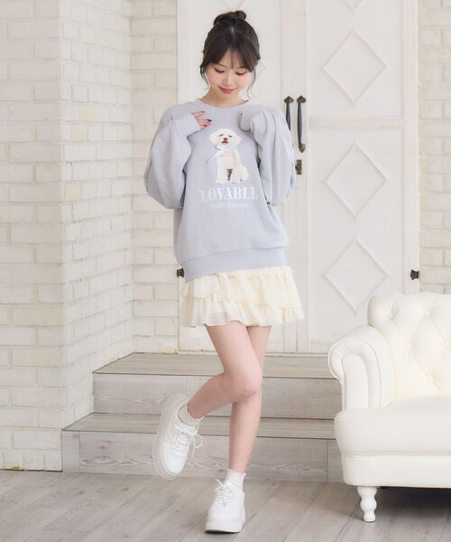 ems excite（エムズエキサイト）の「リボンdogトレーナー（Tシャツ/カットソー・レディース・ブルー/ナチュラル/チャコールグレー・FREE）」の15枚目の写真