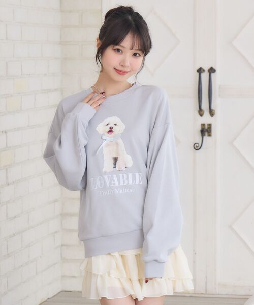 ems excite（エムズエキサイト）の「リボンdogトレーナー（Tシャツ/カットソー・レディース・ブルー/ナチュラル/チャコールグレー・FREE）」の19枚目の写真