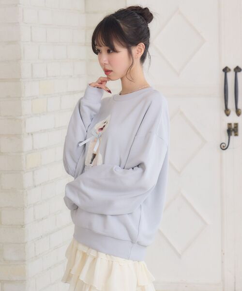 ems excite（エムズエキサイト）の「リボンdogトレーナー（Tシャツ/カットソー・レディース・ブルー/ナチュラル/チャコールグレー・FREE）」の21枚目の写真