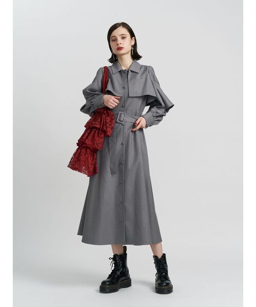 秋服　美品　COTOO 2way 異素材ワンピース　コート　38 セール】ケープロングコートワンピース（ワンピース）｜jouetie