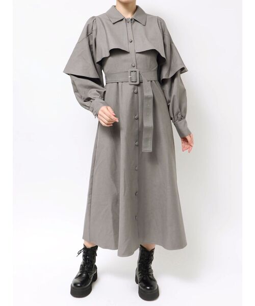 セール】ケープロングコートワンピース（ワンピース）｜jouetie