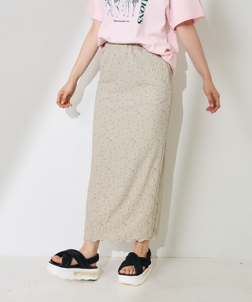 ★サマンサタバサ　ストレッチタフタ花柄スカート
¥ 4WAYストレッチミニスカート(00（S） ベージュ): Samantha
