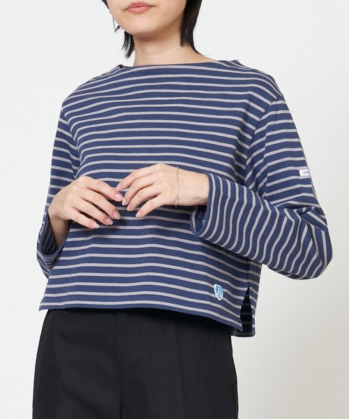 ORCIVAL（オーシバル）の「BOAT NECK LONG SLEEVE CROPPED P.O. ボート ネック ロング スリーブ クロップド プルオーバー（Tシャツ/カットソー・レディース・グレー系/ネイビー系/ホワイト系/ブラック系・1/2）」の4枚目の写真