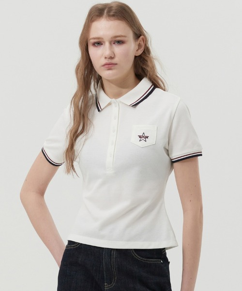 レディース 半袖Tシャツ★キルシ★スリムフィット COLLAR KIRSH BUTTON POINT SLIM FIT COLLAR T-SHIRT ボタン ポイント