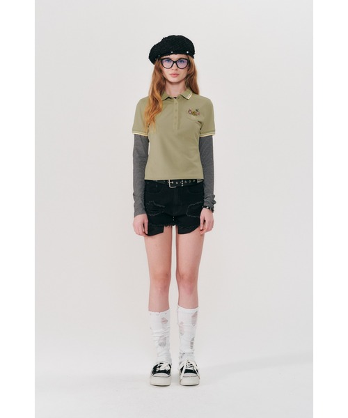 KIRSH BUTTON POINT SLIM FIT COLLAR T-SHIRT ボタン ポイント