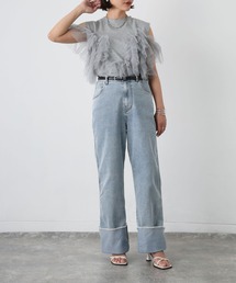 Floran | ロールアップワイドデニムストレートパンツ(デニムパンツ)