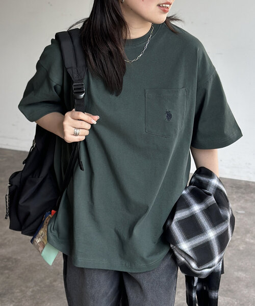 CPCM(シーピーシーエム)の「【U.S. POLO ASSN.】1ポイント刺繍半袖T(Tシャツ/カットソー・メンズ・チャコールグレー/ホワイト/グリーン/ホワイト系その他/ネイビー・MEDIUM/LARGE)」の4枚目の写真