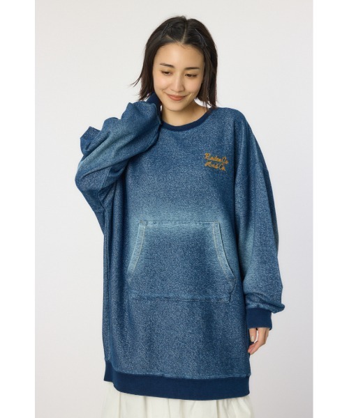 RODEO CROWNS WIDE BOWL（ロデオクラウンズワイドボウル）の「加工スウェットワンピース（ワンピース・レディース・ブルー/ブラック/ライトブルー/カーキ・FREE）」の4枚目の写真