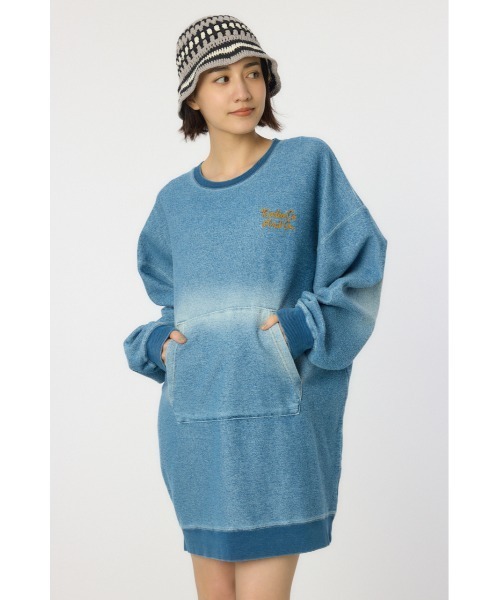 RODEO CROWNS WIDE BOWL（ロデオクラウンズワイドボウル）の「加工スウェットワンピース（ワンピース・レディース・ブルー/ブラック/ライトブルー/カーキ・FREE）」の11枚目の写真