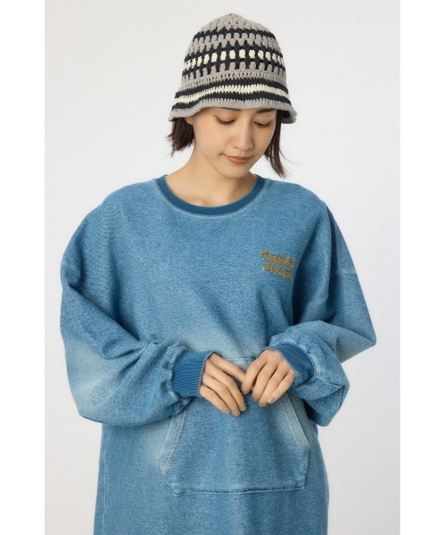 RODEO CROWNS WIDE BOWL（ロデオクラウンズワイドボウル）の「加工スウェットワンピース（ワンピース・レディース・ブルー/ブラック/ライトブルー/カーキ・FREE）」の12枚目の写真