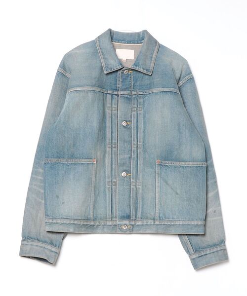 yoko sakamoto（ヨーコサカモト）の「【YOKO SAKAMOTO】 PLEATS BLOUSE（デニムジャケット・メンズ・ブルー・MEDIUM）」の1枚目の写真
