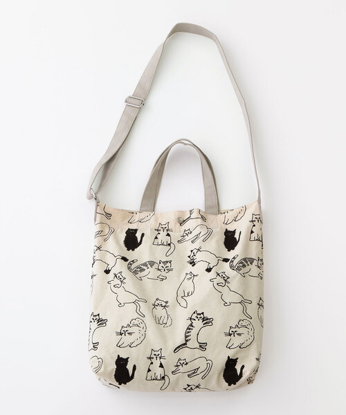 POU DOU DOU（プードゥドゥ）の「＜Daily＞キャンパスオリジナルプリント2wayショルダーバッグ（ショルダーバッグ・レディース・ダークグレー/キナリ/ブルー・フリー）」の15枚目の写真