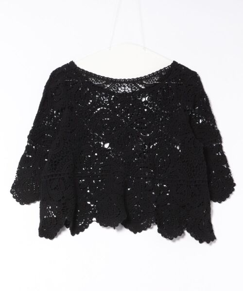 GORGE（ゴージ）の「《カギバリ×クロシェ》レディース プルオーバー レーストップス 半袖 春夏秋（Tシャツ/カットソー・レディース・アイボリー/ブラック/ベージュ/ボルドー・F）」の5枚目の写真