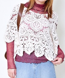 《カギバリ×クロシェ》レディース プルオーバー レーストップス 半袖 春夏秋