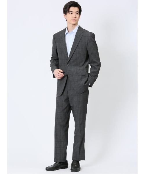 グレー系チェック ビジネススーツ セット セール】 【数量限定