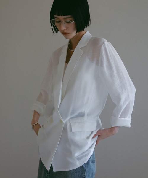 A part by(アパートバイ)の「≪追加3≫シアーWジャケット(テーラードジャケット・レディース・ブラック/イエロー系その他/オフホワイト/ベージュ系その他/ベージュ/ブラウン/ライトベージュ・FREE)」の13枚目の写真