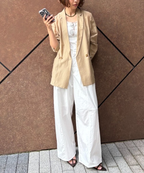 Apartby シアーWジャケットベージュ テーラードジャケット 楽天市場】(W)シアーWジャケット A part by アパートバイ