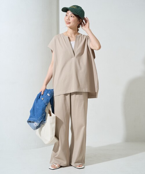 セール】限定展開 Vネックフレンチスリーブパンツセットアップ