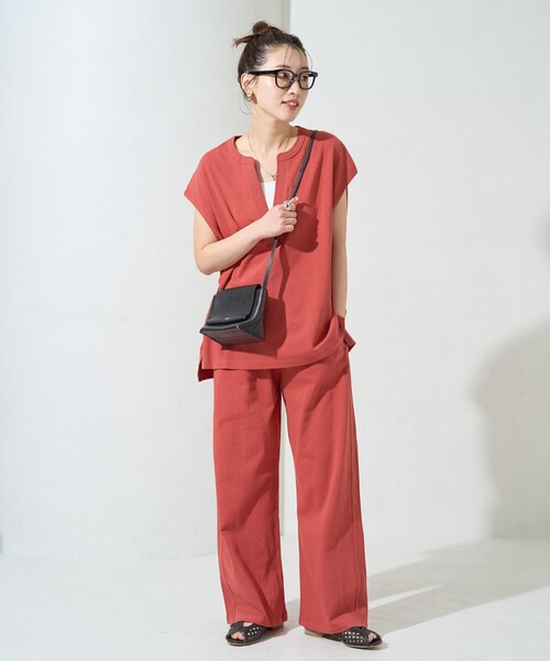 FRANKsovセットアップ セール】限定展開 Vネックフレンチスリーブパンツセットアップ（その他