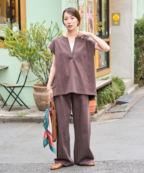 セール】限定展開 Vネックフレンチスリーブパンツセットアップ