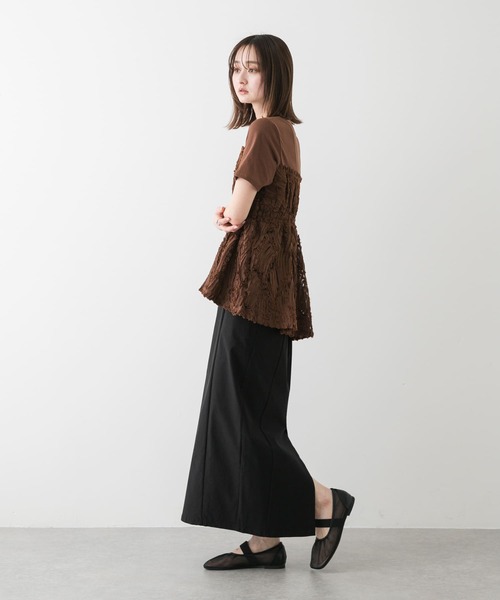 SENSE OF PLACE by URBAN RESEARCH（センスオブプレイスバイアーバンリサーチ）の「コードレースドッキングカットトップ（Tシャツ/カットソー・レディース・ブラウン/ブラック/アイボリー・ONE）」の5枚目の写真