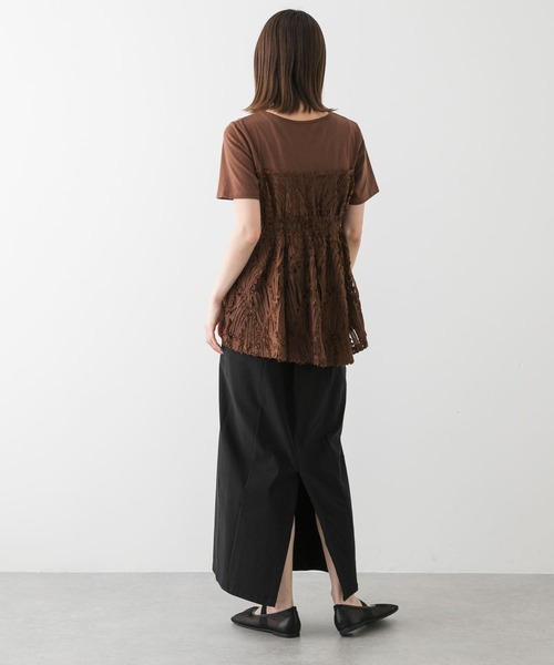 SENSE OF PLACE by URBAN RESEARCH（センスオブプレイスバイアーバンリサーチ）の「コードレースドッキングカットトップ（Tシャツ/カットソー・レディース・ブラウン/ブラック/アイボリー・ONE）」の6枚目の写真