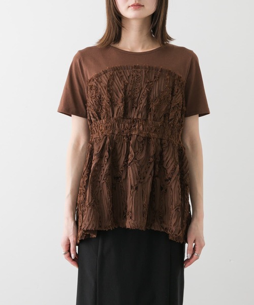 SENSE OF PLACE by URBAN RESEARCH（センスオブプレイスバイアーバンリサーチ）の「コードレースドッキングカットトップ（Tシャツ/カットソー・レディース・ブラウン/ブラック/アイボリー・ONE）」の7枚目の写真
