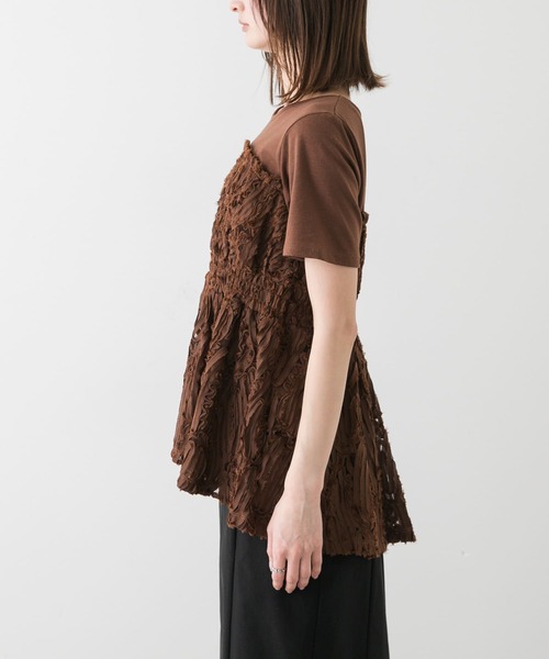 SENSE OF PLACE by URBAN RESEARCH（センスオブプレイスバイアーバンリサーチ）の「コードレースドッキングカットトップ（Tシャツ/カットソー・レディース・ブラウン/ブラック/アイボリー・ONE）」の8枚目の写真