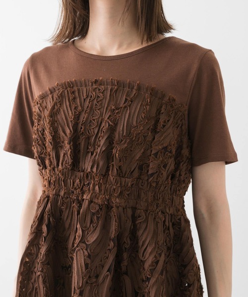 SENSE OF PLACE by URBAN RESEARCH（センスオブプレイスバイアーバンリサーチ）の「コードレースドッキングカットトップ（Tシャツ/カットソー・レディース・ブラウン/ブラック/アイボリー・ONE）」の10枚目の写真
