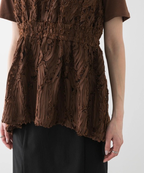 SENSE OF PLACE by URBAN RESEARCH（センスオブプレイスバイアーバンリサーチ）の「コードレースドッキングカットトップ（Tシャツ/カットソー・レディース・ブラウン/ブラック/アイボリー・ONE）」の11枚目の写真