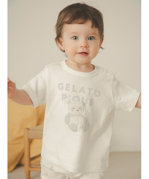 GELATO PIQUE テディベアルームウェアセット　タグ付き　ホワイト BABY】ぬいぐるみワンポイントTシャツ（ルームウェア/パジャマ