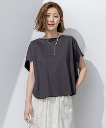 【汗じみ防止/洗える】スムースデザイン フレンチスリーブ Tシャツ