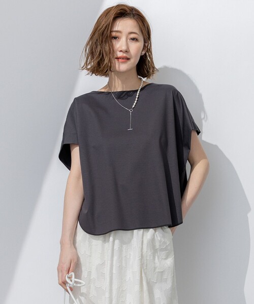 tシャツ 「汗じみ防止/洗える」スムースデザイン フレンチスリーブ Tシャツ レディース セール】【汗じみ防止/洗える】スムースデザイン フレンチ