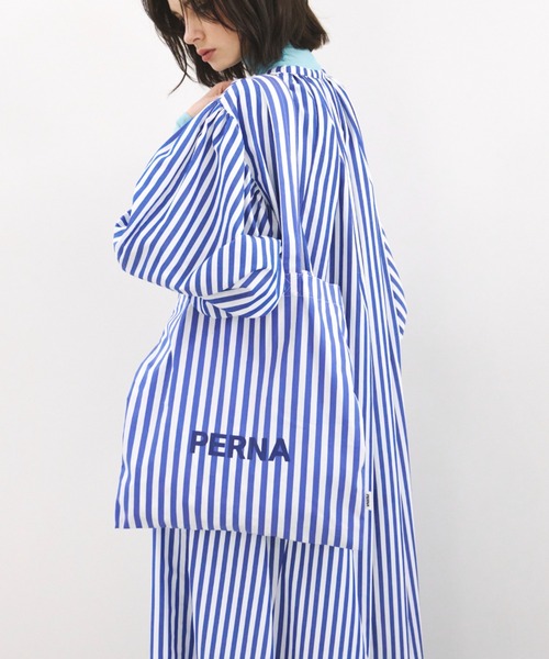 PERNA（ペルナ）の「ストライプロゴトートバッグ（トートバッグ・レディース・ピンク/ブルー・FREE）」の7枚目の写真