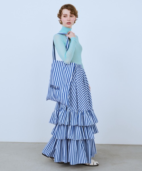 PERNA（ペルナ）の「ストライプロゴトートバッグ（トートバッグ・レディース・ピンク/ブルー・FREE）」の8枚目の写真