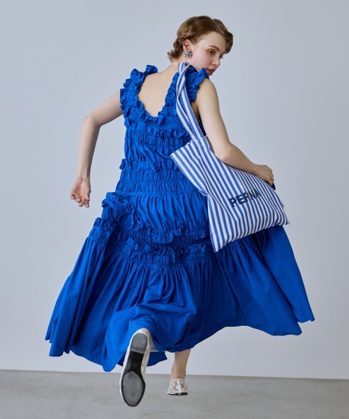 PERNA（ペルナ）の「ストライプロゴトートバッグ（トートバッグ・レディース・ピンク/ブルー・FREE）」の11枚目の写真